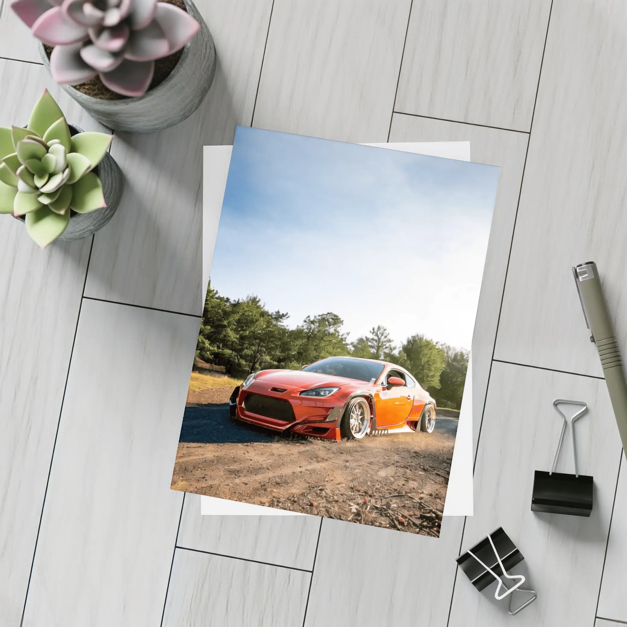 Red Subaru BRZ Wide Body Dirt Road – Postcards