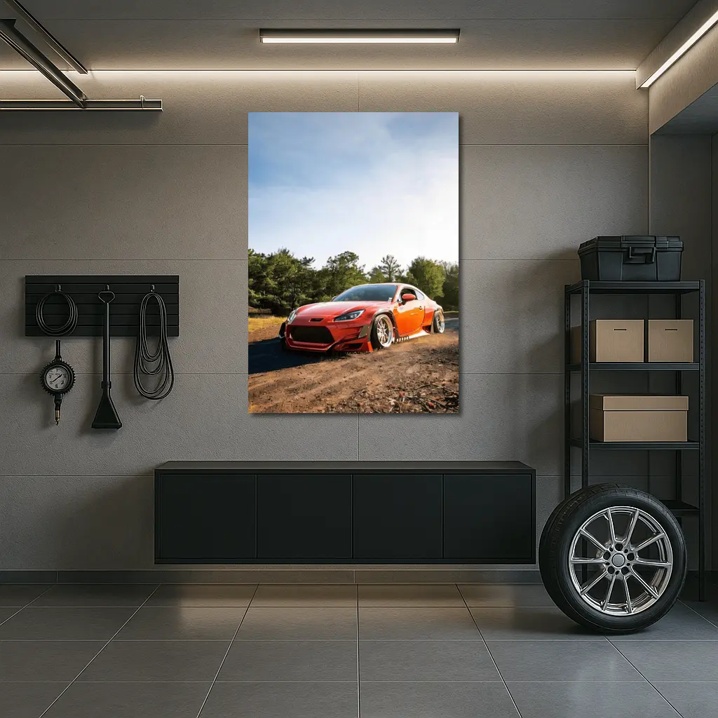 Red Subaru BRZ Wide Body Dirt Road – Wall Art