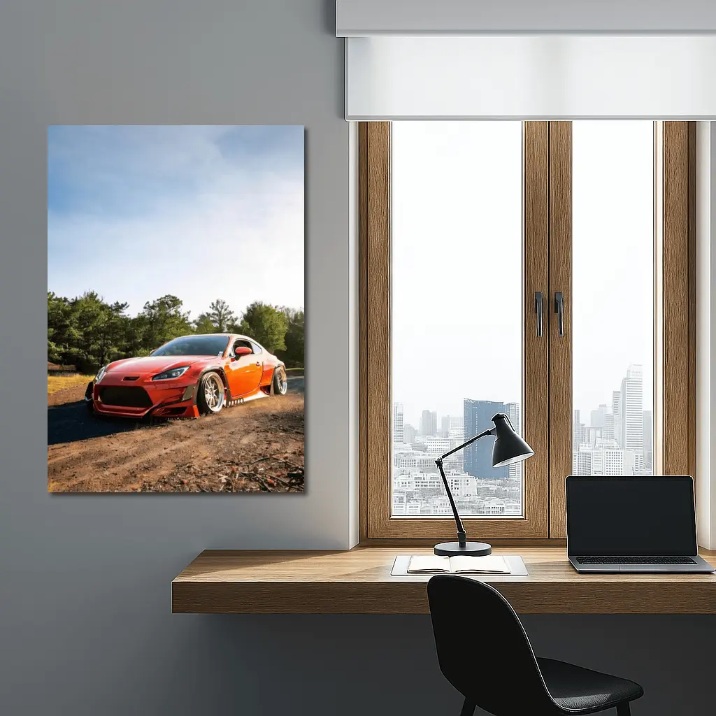 Red Subaru BRZ Wide Body Dirt Road – Wall Art
