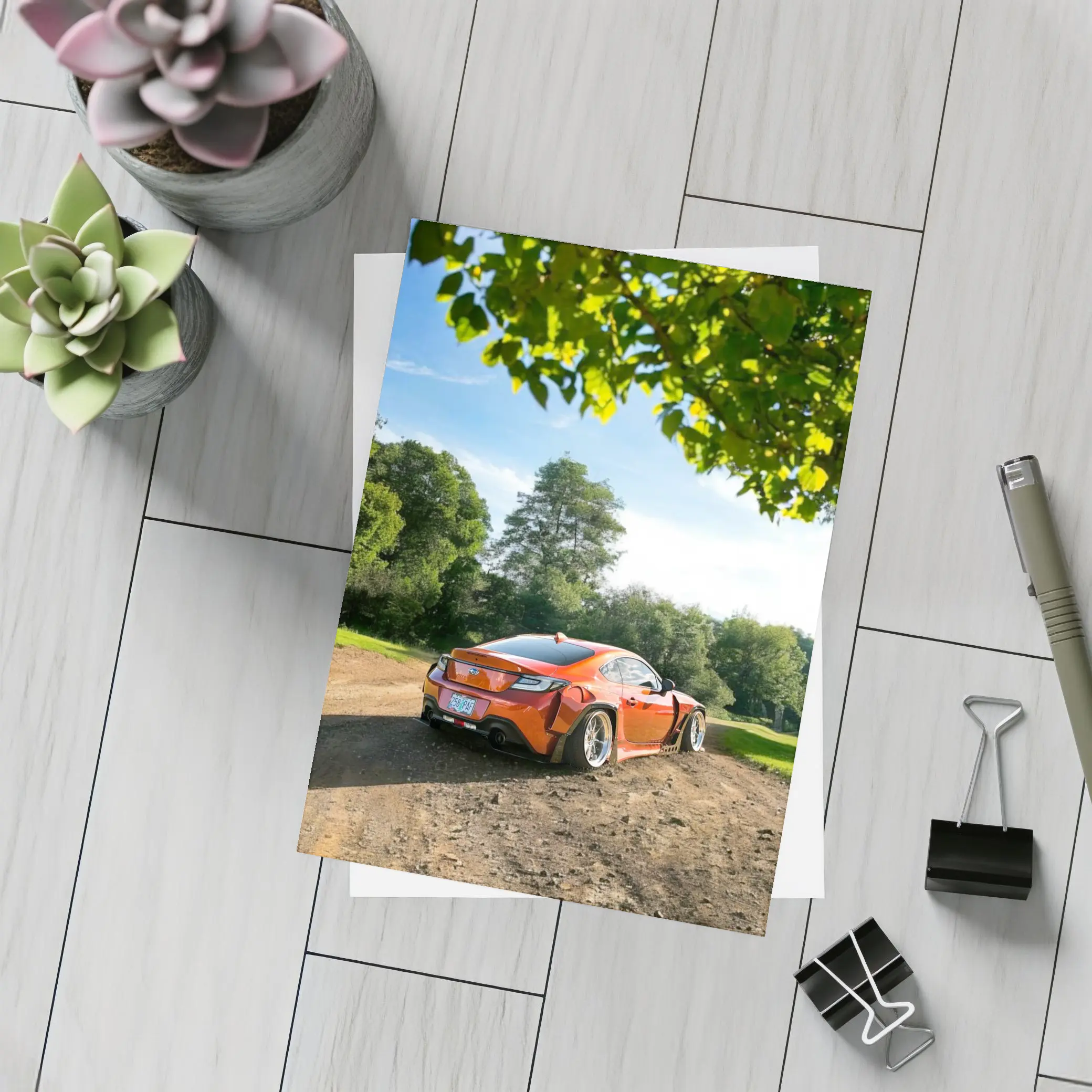 Subaru BRZ Orange Stance Build Dirt Road – Postcards