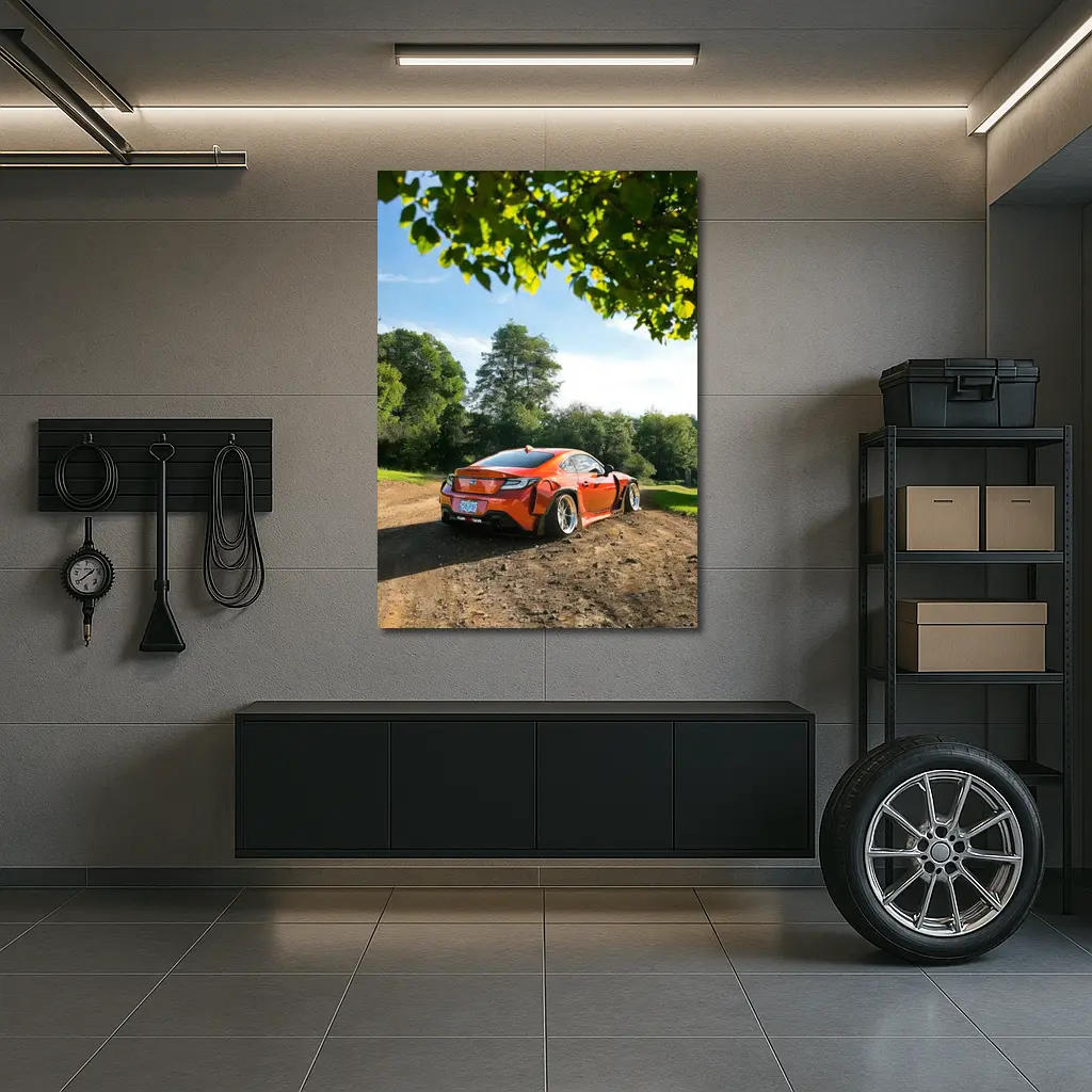 Subaru BRZ Orange Stance Build Dirt Road – Wall Art