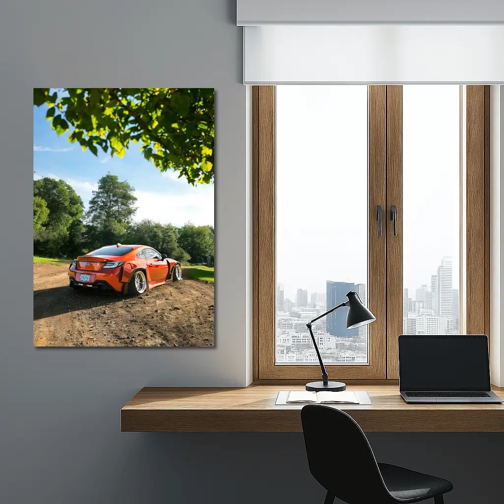 Subaru BRZ Orange Stance Build Dirt Road – Wall Art