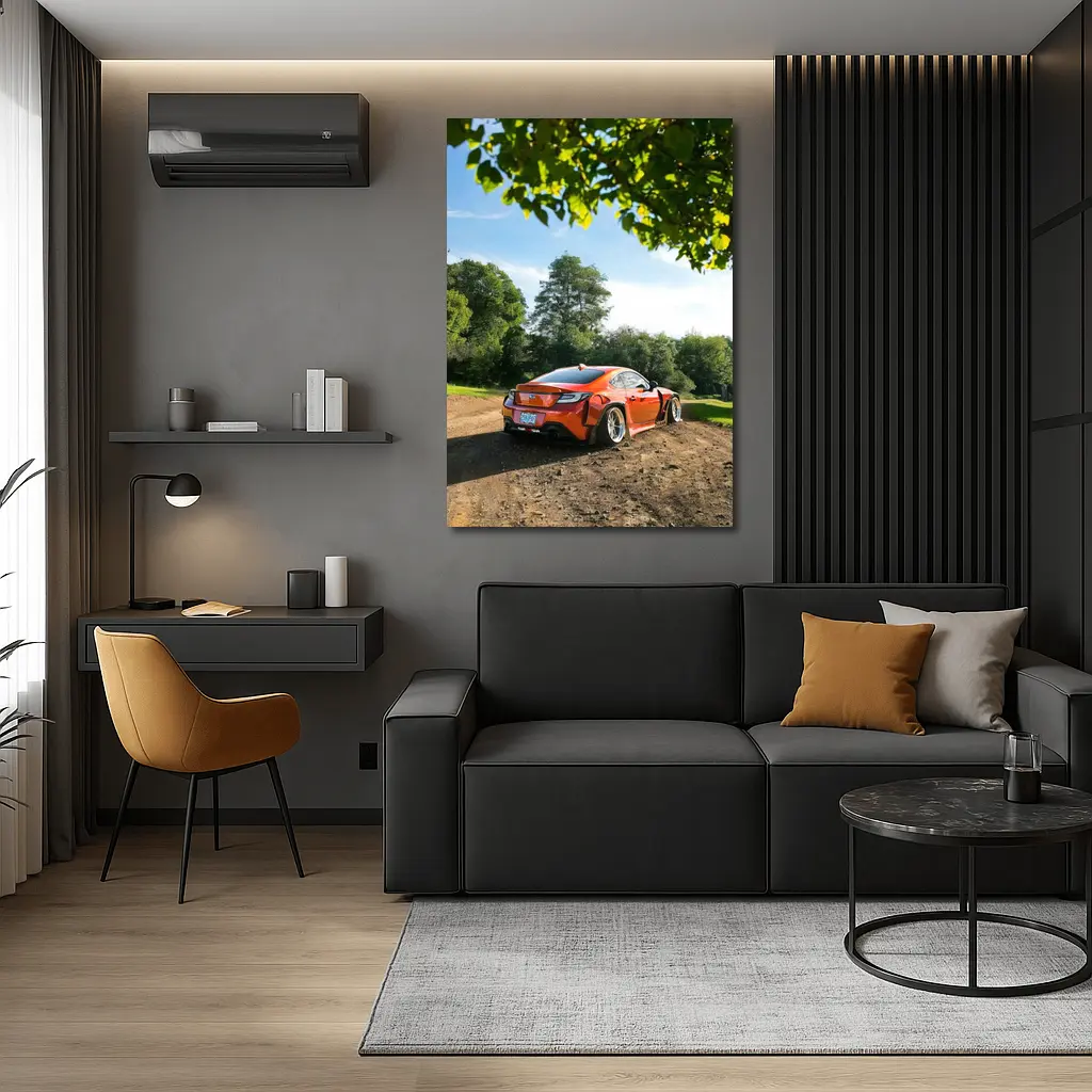 Subaru BRZ Orange Stance Build Dirt Road – Wall Art