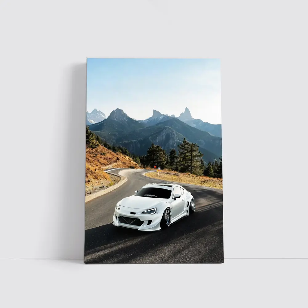 Toyota GT86 White Widebody Mountain Road – Wall Art