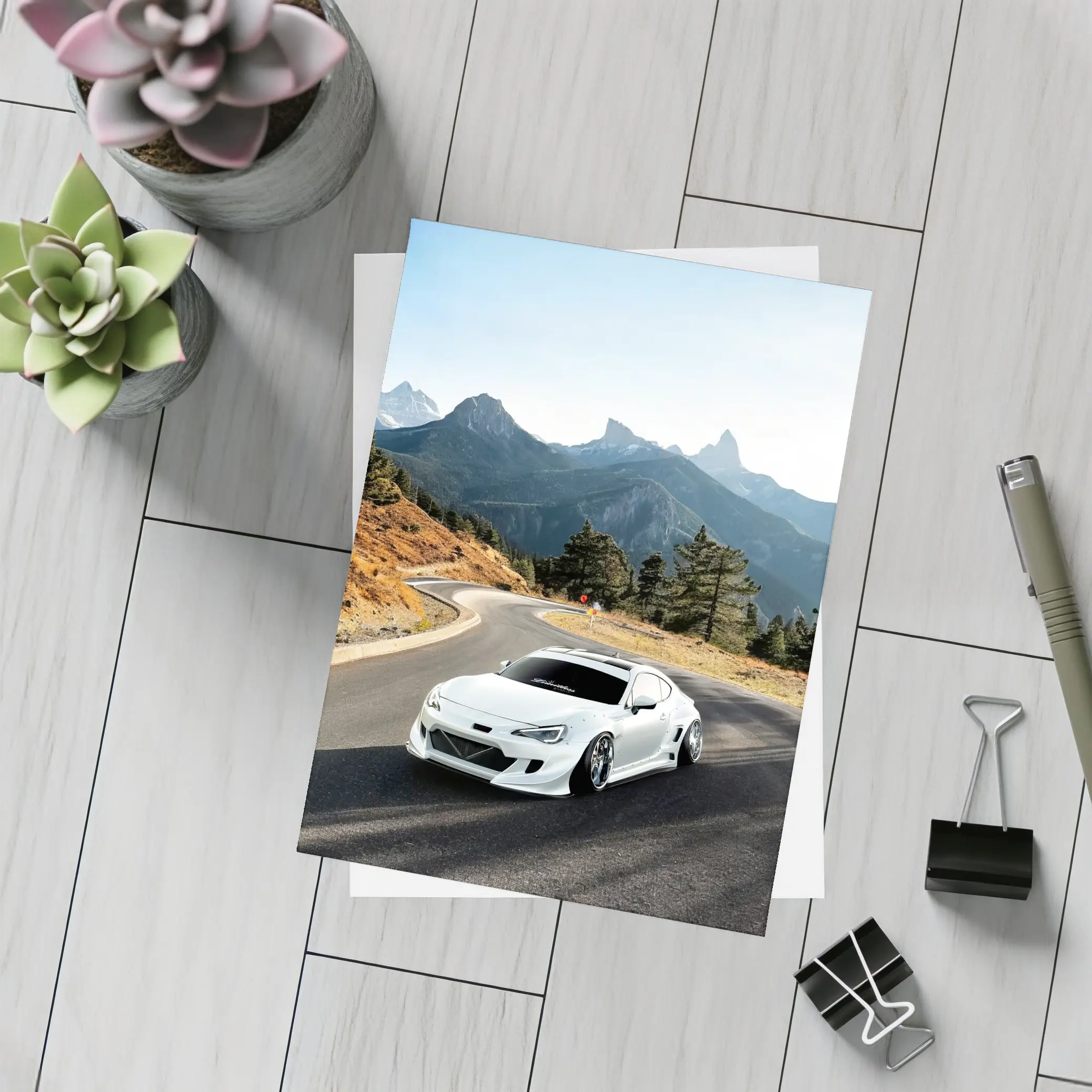 Toyota GT86 White Widebody Mountain Road – Postcards