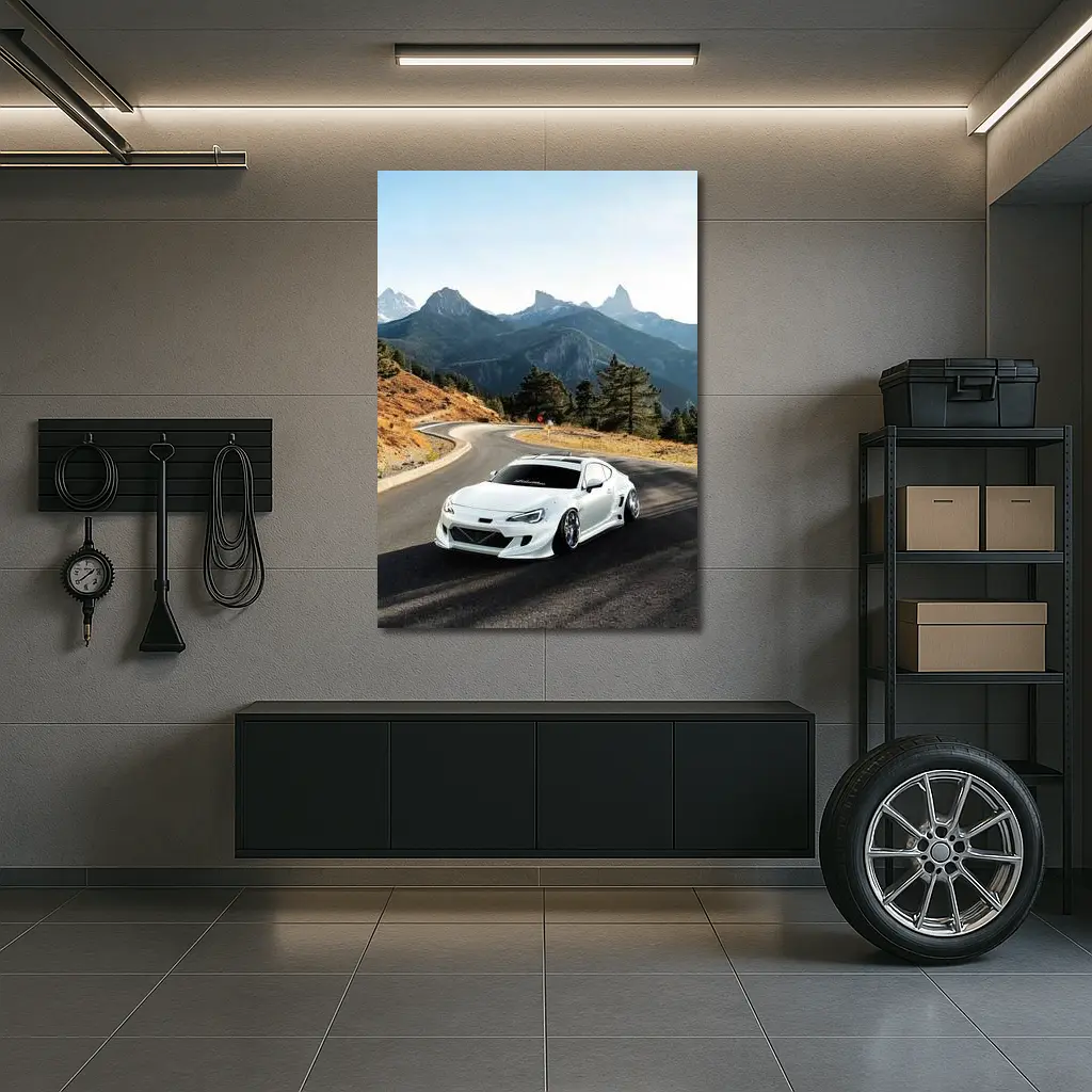 Toyota GT86 White Widebody Mountain Road – Wall Art