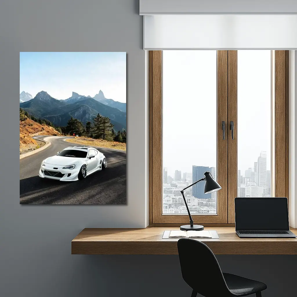 Toyota GT86 White Widebody Mountain Road – Wall Art
