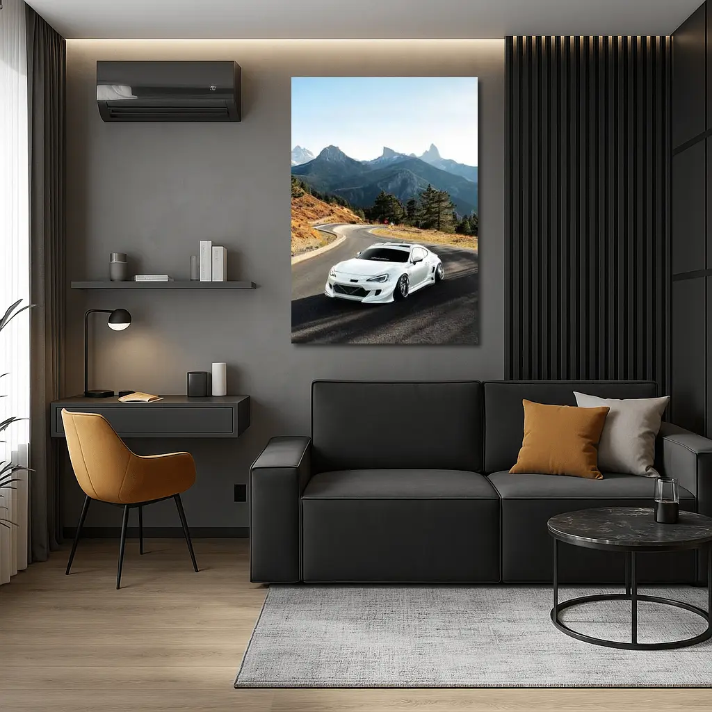 Toyota GT86 White Widebody Mountain Road – Wall Art