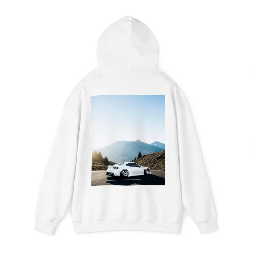 Subaru BRZ White Coupe Mountain Road – Hoodies