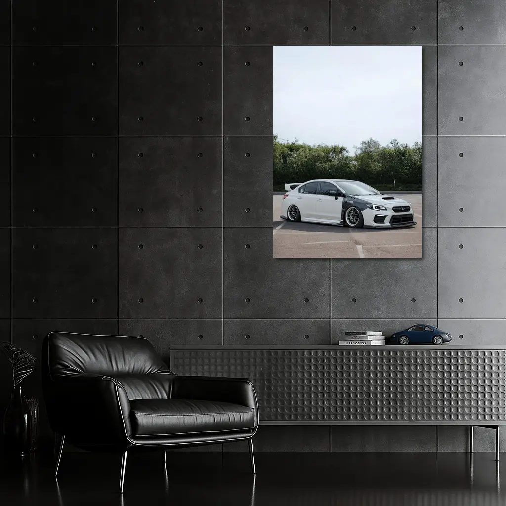 Subaru WRX STI Slammed White Parking Lot – Wall Art