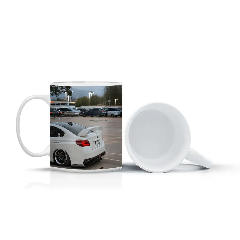 Subaru WRX White Stance Parking Lot Night – Mugs