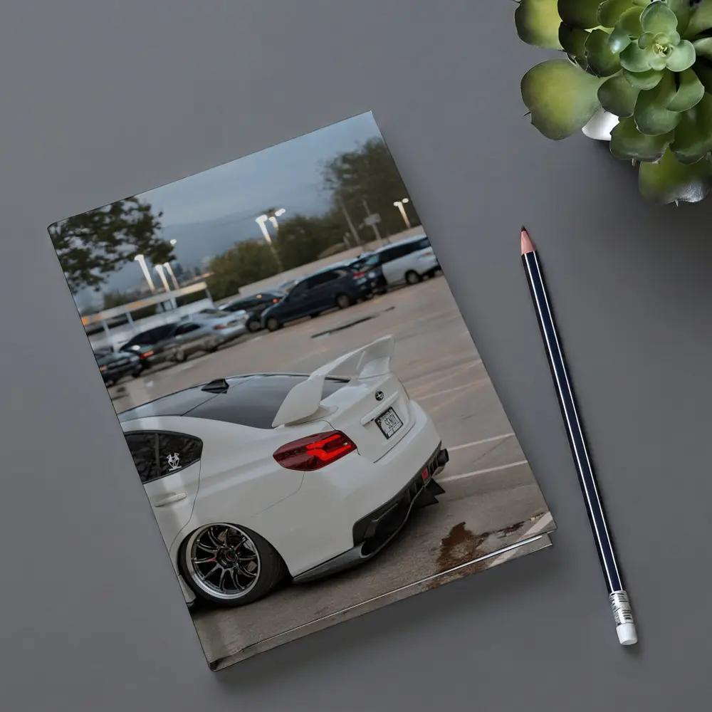 Subaru WRX White Stance Parking Lot Night – Notebooks