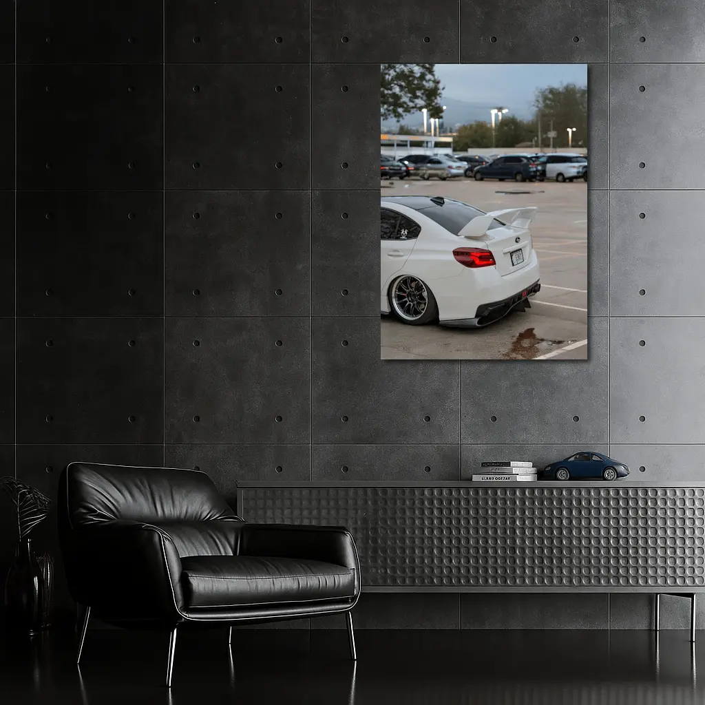 Subaru WRX White Stance Parking Lot Night – Wall Art