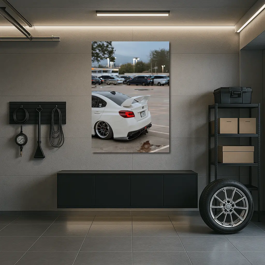 Subaru WRX White Stance Parking Lot Night – Wall Art