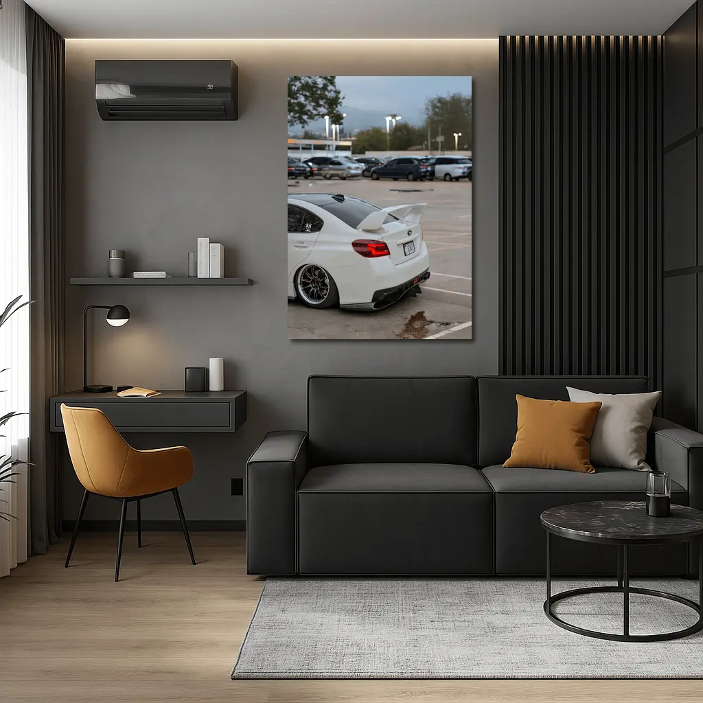 Subaru WRX White Stance Parking Lot Night – Wall Art