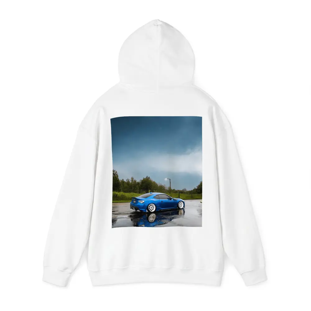Subaru BRZ Blue Wet Rainy Street – Hoodies