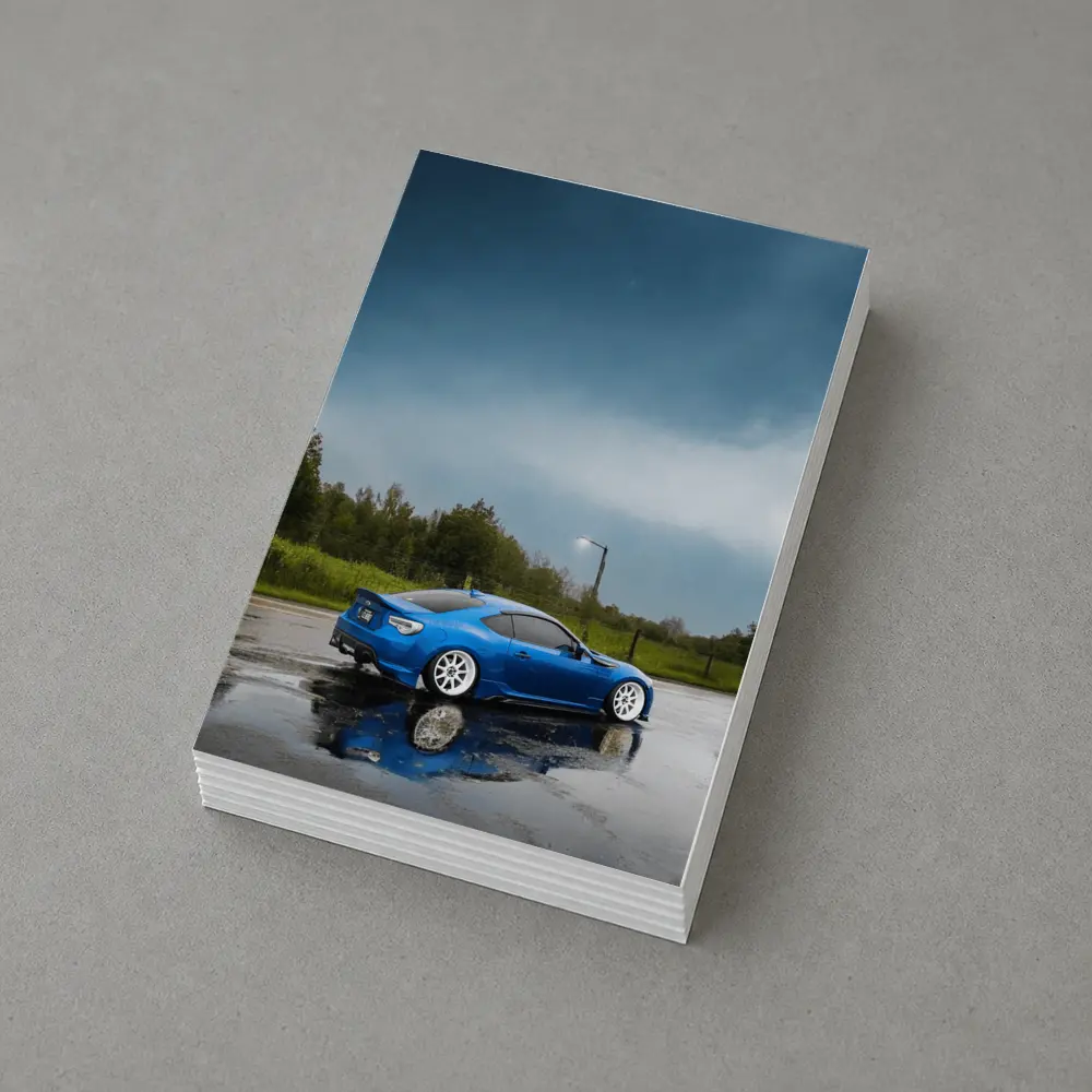 Subaru BRZ Blue Wet Rainy Street – Postcards
