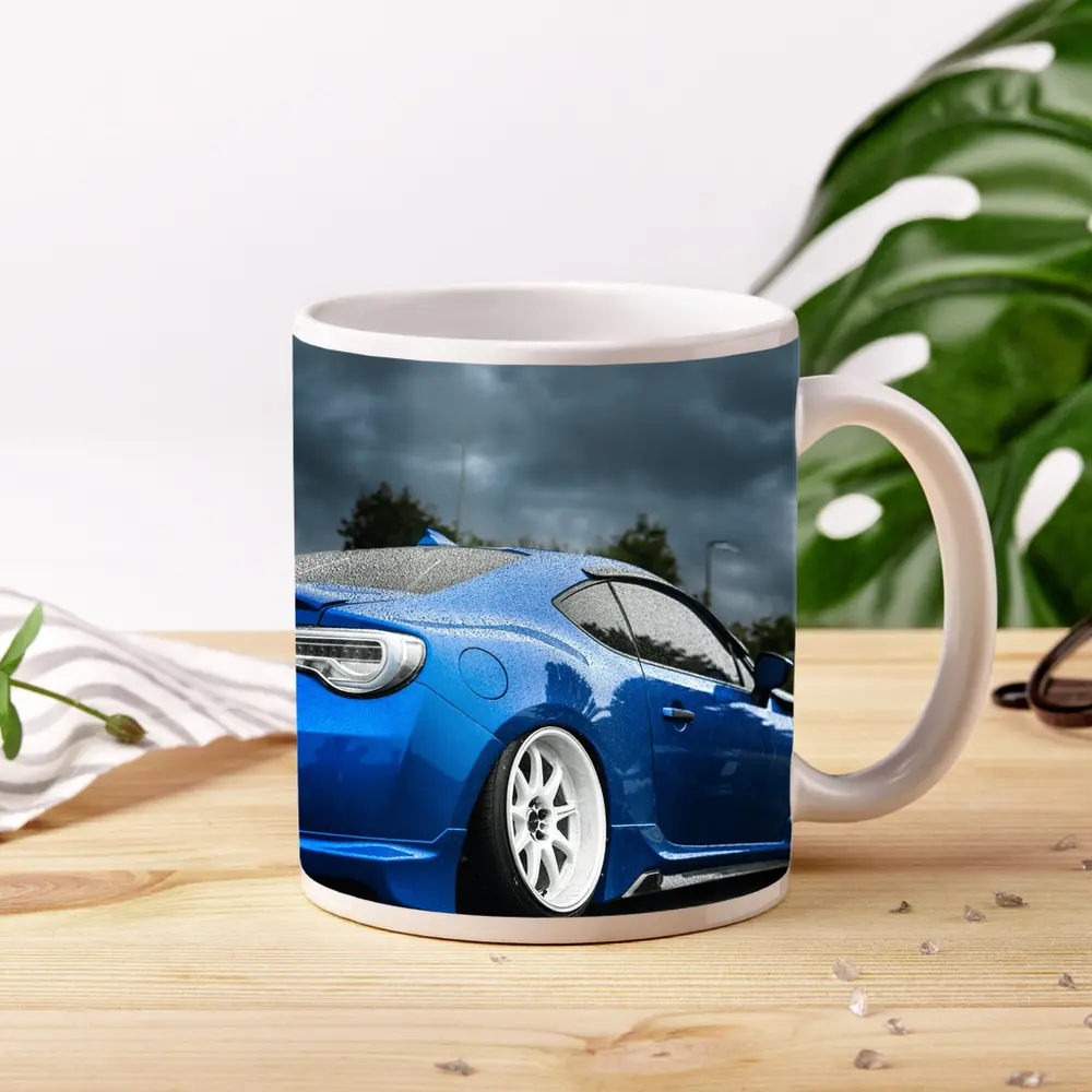 Subaru BRZ Blue Stance Rainy Overcast Sky – Mugs