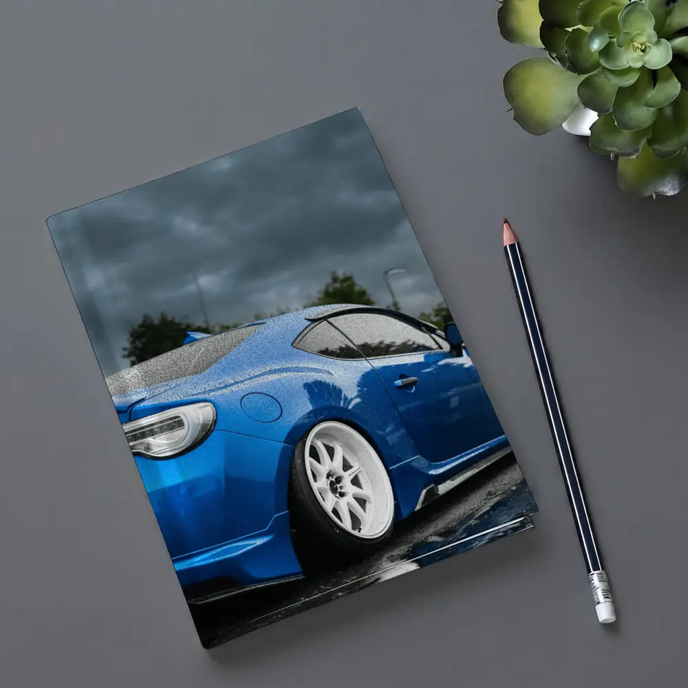 Subaru BRZ Blue Stance Rainy Overcast Sky – Notebooks
