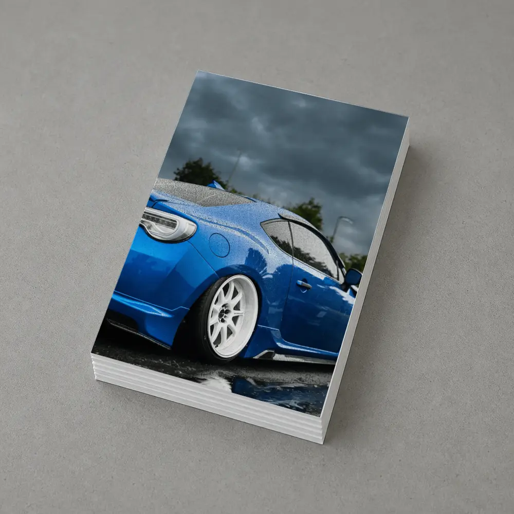 Subaru BRZ Blue Stance Rainy Overcast Sky – Postcards