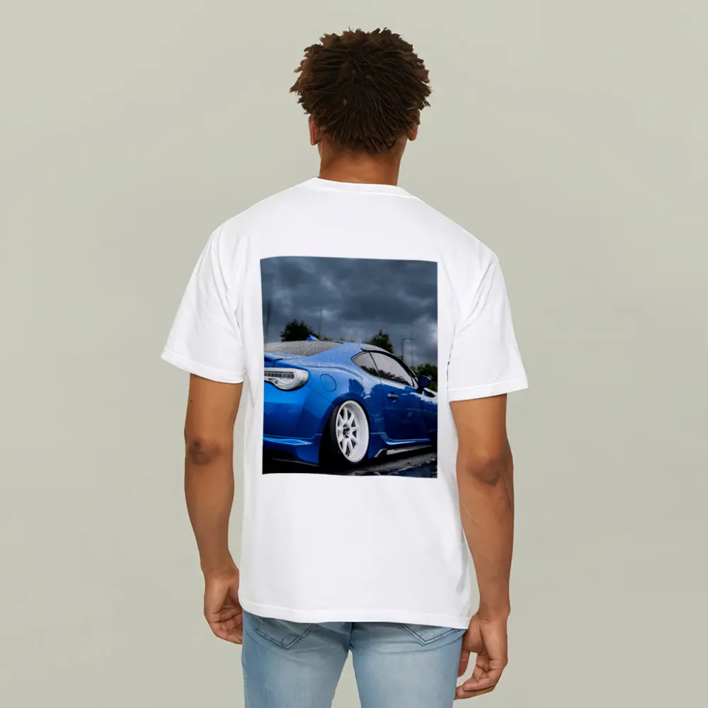 Subaru BRZ Blue Stance Rainy Overcast Sky – T-Shirts