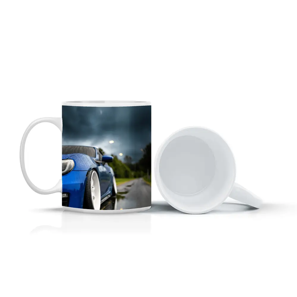 Subaru BRZ Blue Wet Road Stormy Sky – Mugs