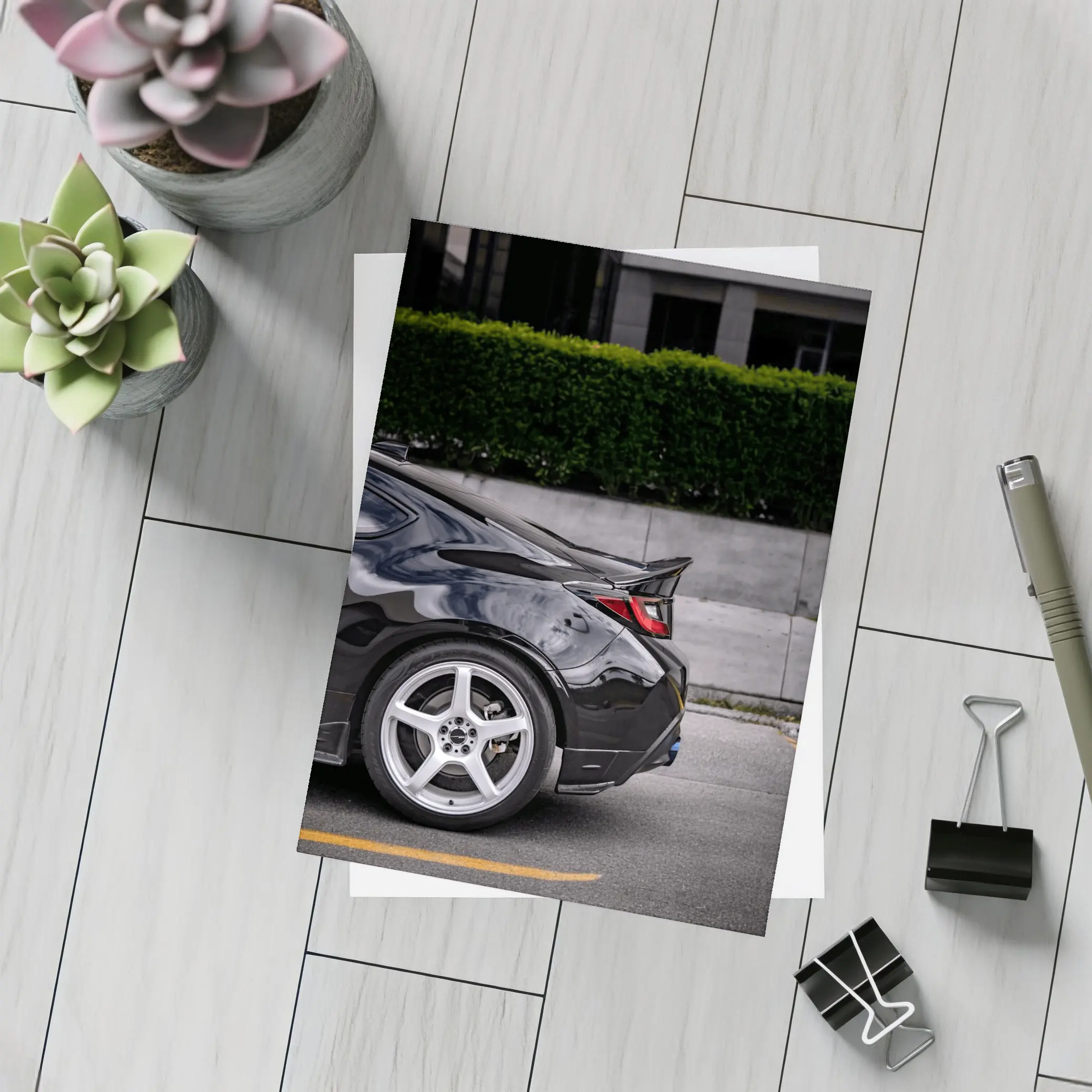 Subaru BRZ Black Coupe Urban Street Setting – Postcards