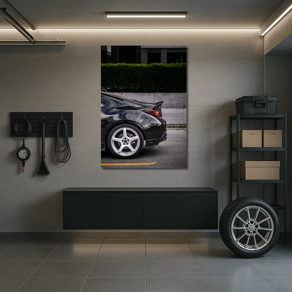 Subaru BRZ Black Coupe Urban Street Setting – Wall Art