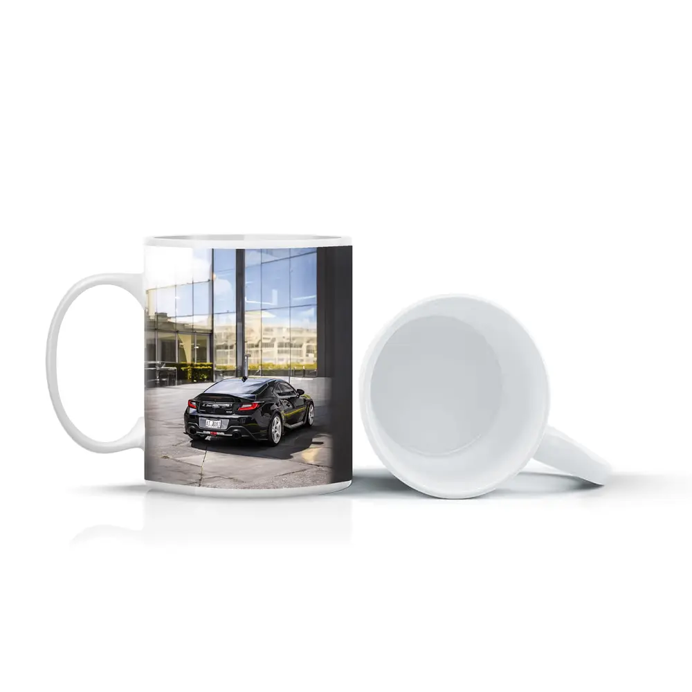 Subaru BRZ Black Coupe Glass Building – Mugs