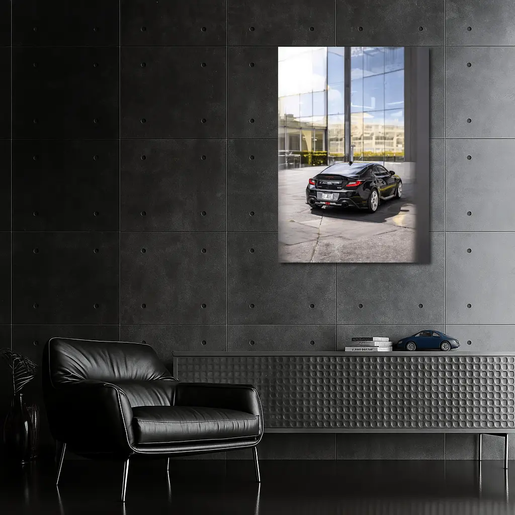 Subaru BRZ Black Coupe Glass Building – Wall Art