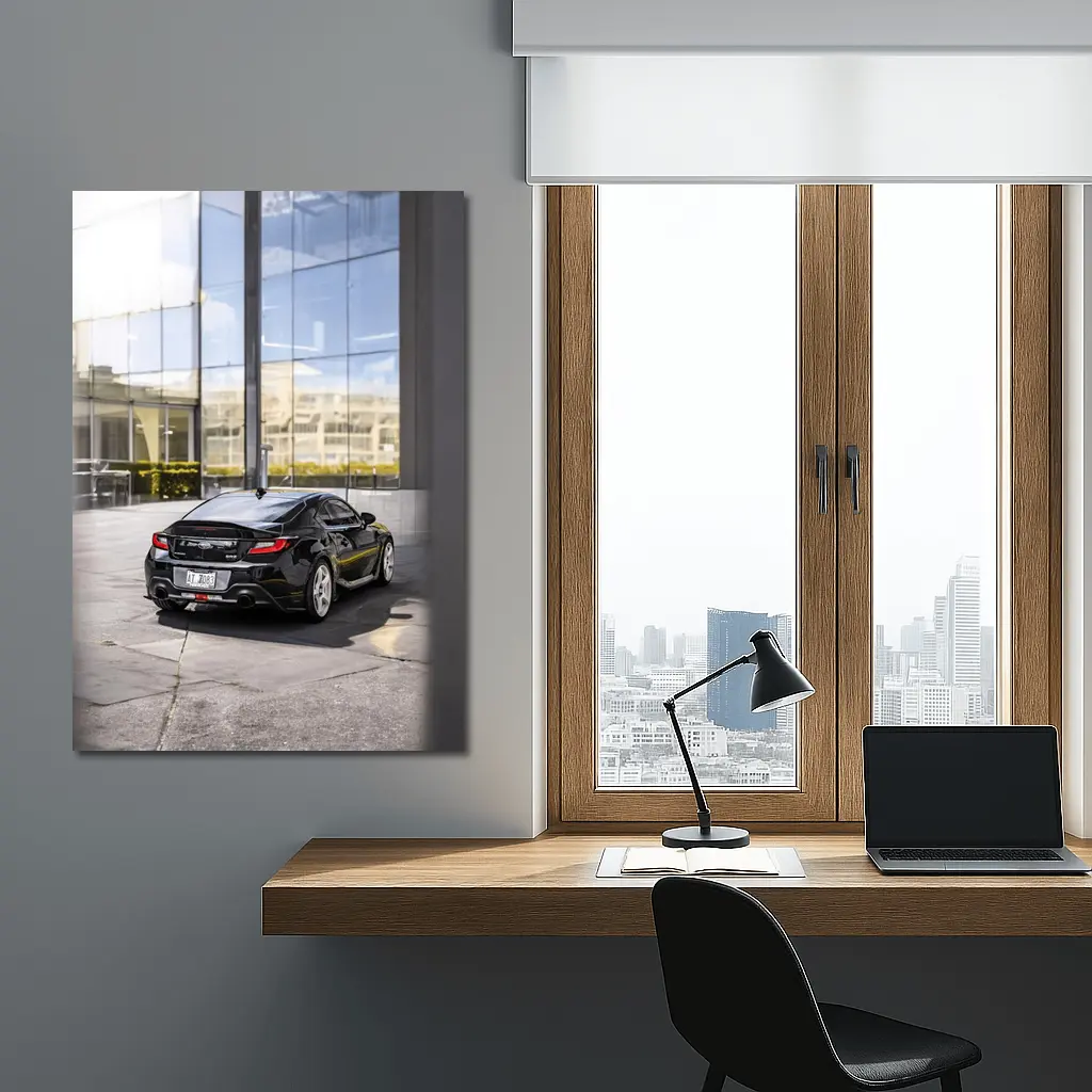 Subaru BRZ Black Coupe Glass Building – Wall Art