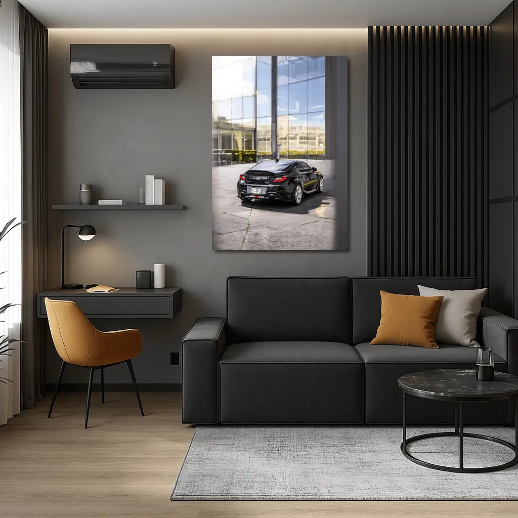 Subaru BRZ Black Coupe Glass Building – Wall Art
