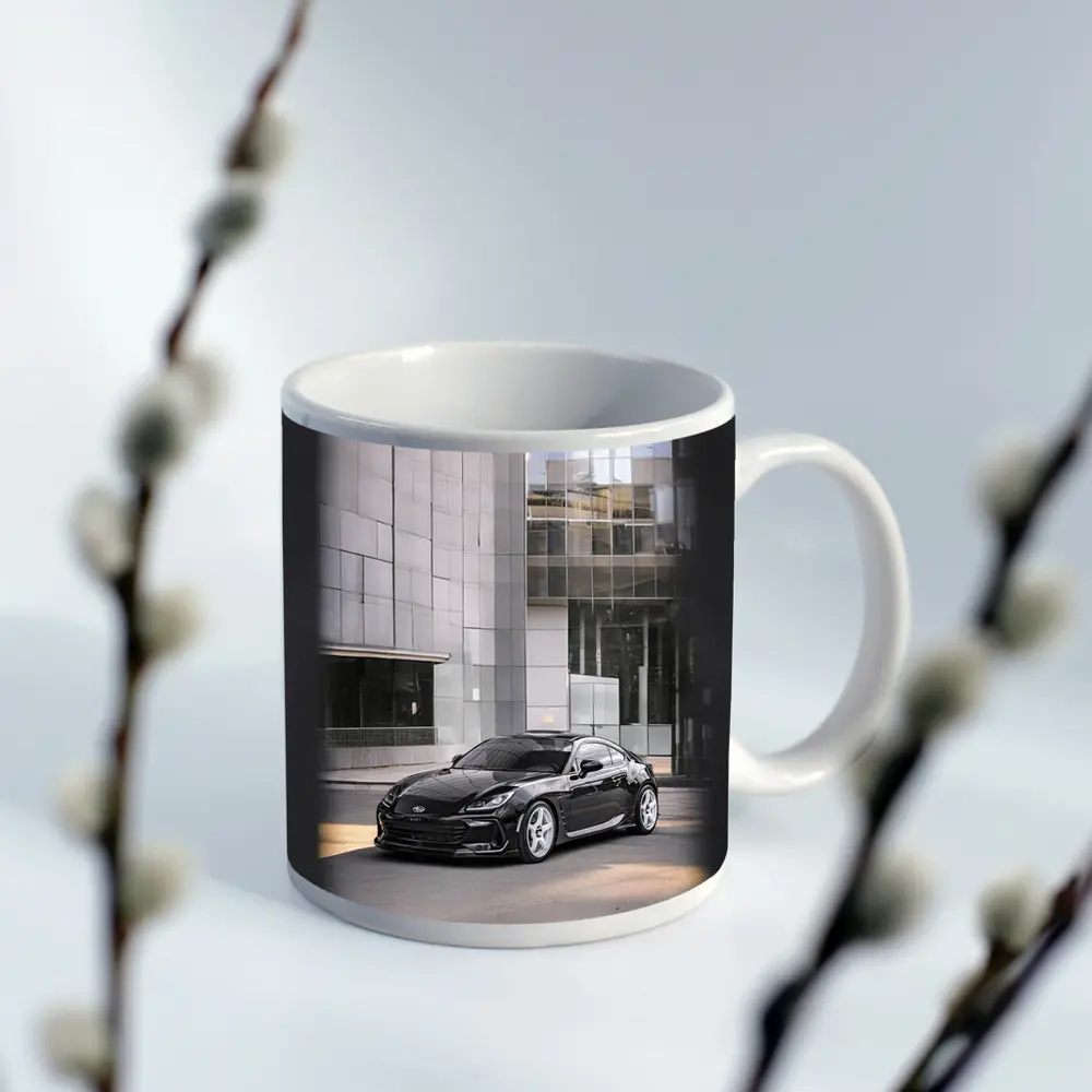 Subaru BRZ Black Coupe Glass Building Street – Mugs