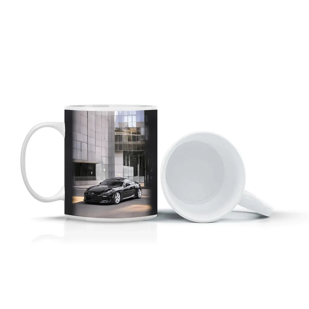 Subaru BRZ Black Coupe Glass Building Street – Mugs