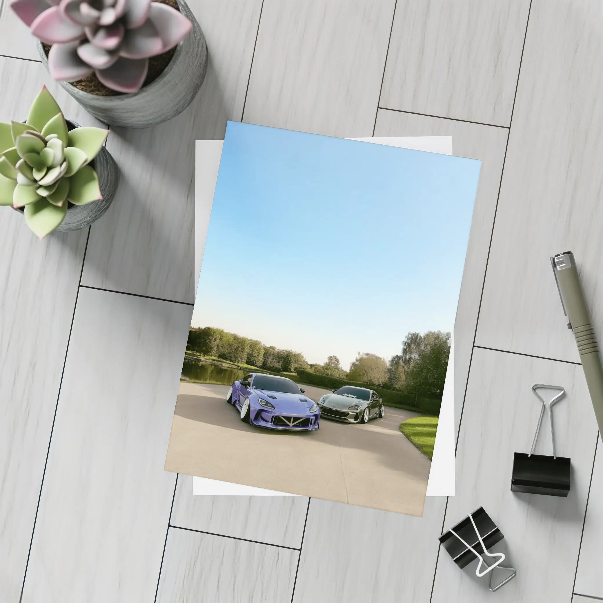 Subaru BRZ Purple Wide Body Stance Outdoors – Postcards