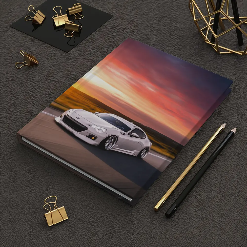 Subaru BRZ White Coupe Sunset Highway Drive – Notebooks