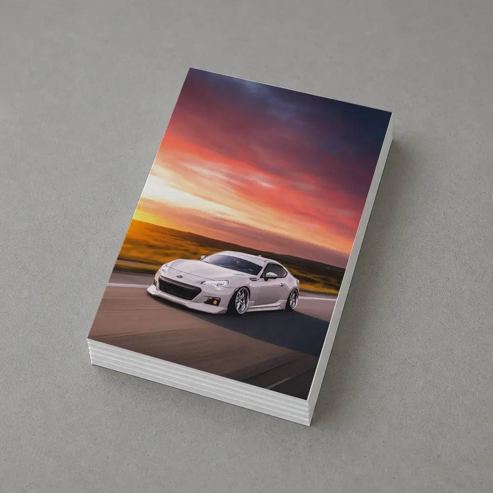 Subaru BRZ White Coupe Sunset Highway Drive – Postcards