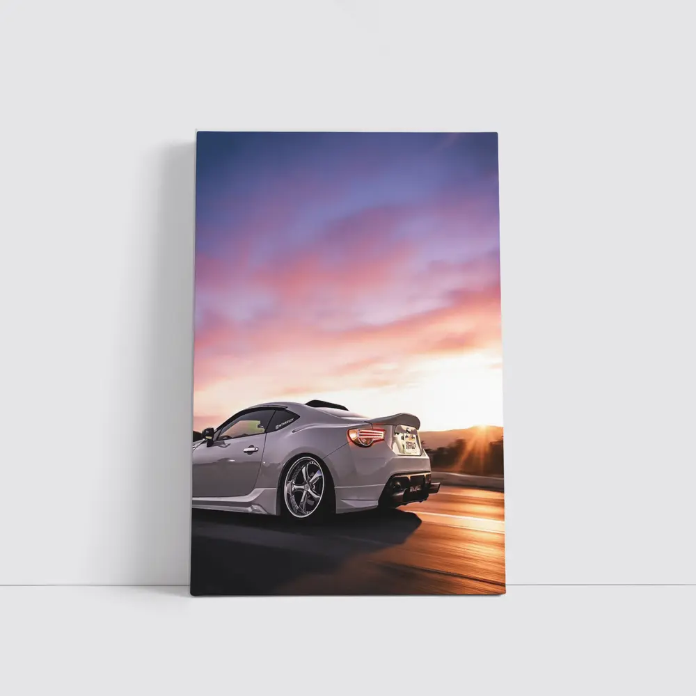 Subaru BRZ Speeding Road Sunset Sky – Wall Art
