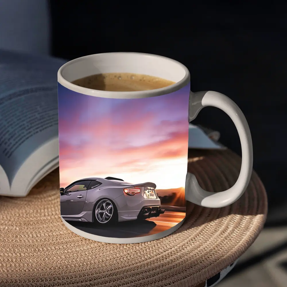 Subaru BRZ Speeding Road Sunset Sky – Mugs