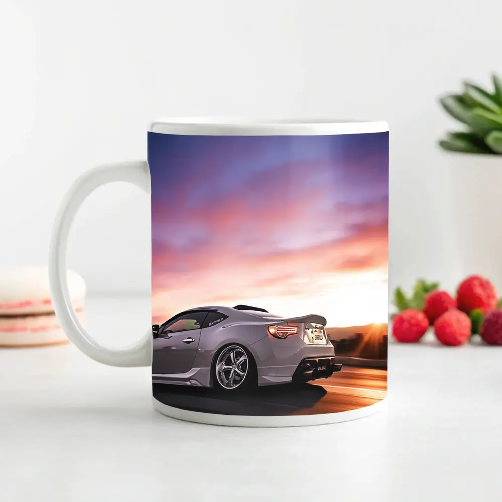 Subaru BRZ Speeding Road Sunset Sky – Mugs