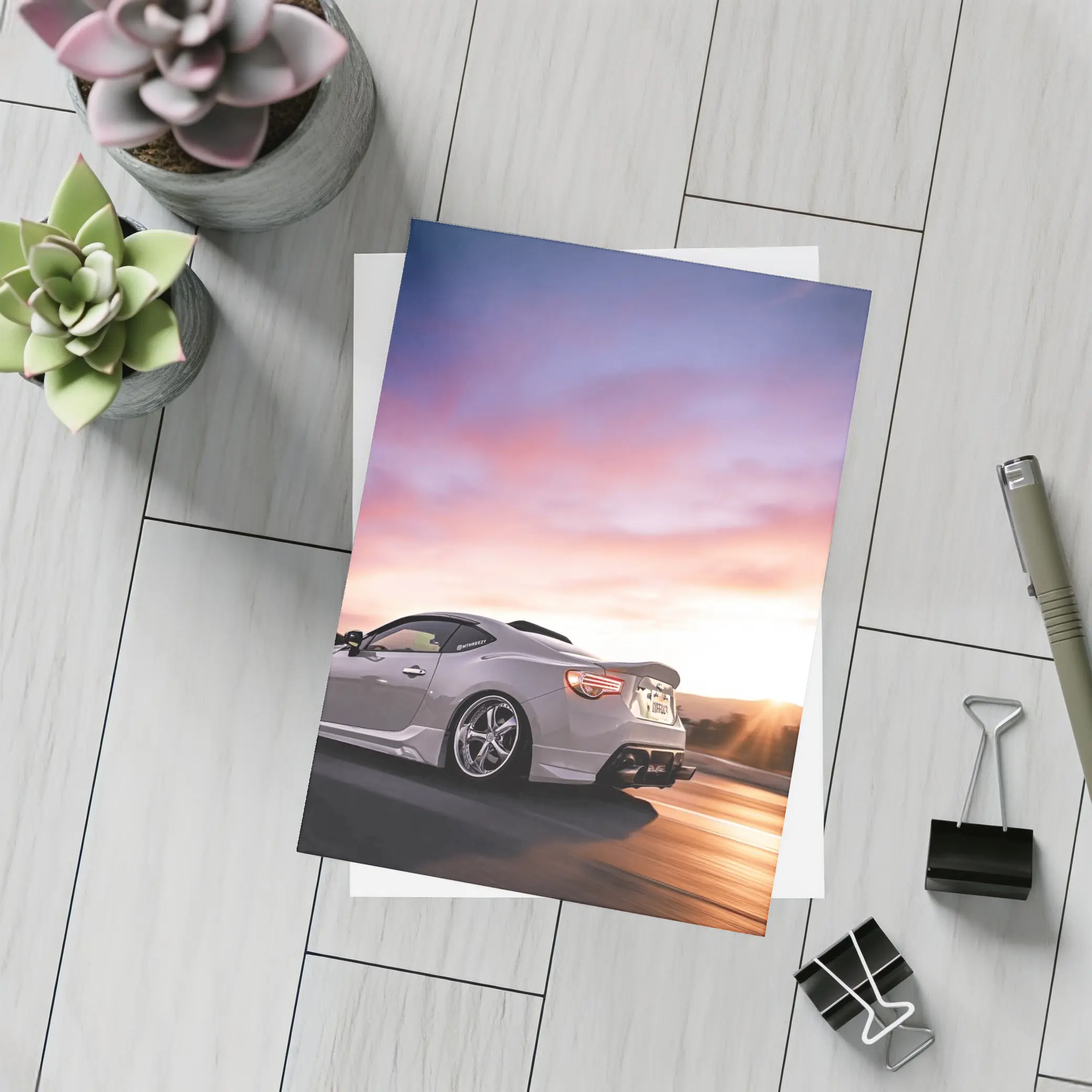 Subaru BRZ Speeding Road Sunset Sky – Postcards