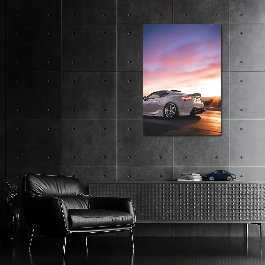 Subaru BRZ Speeding Road Sunset Sky – Wall Art
