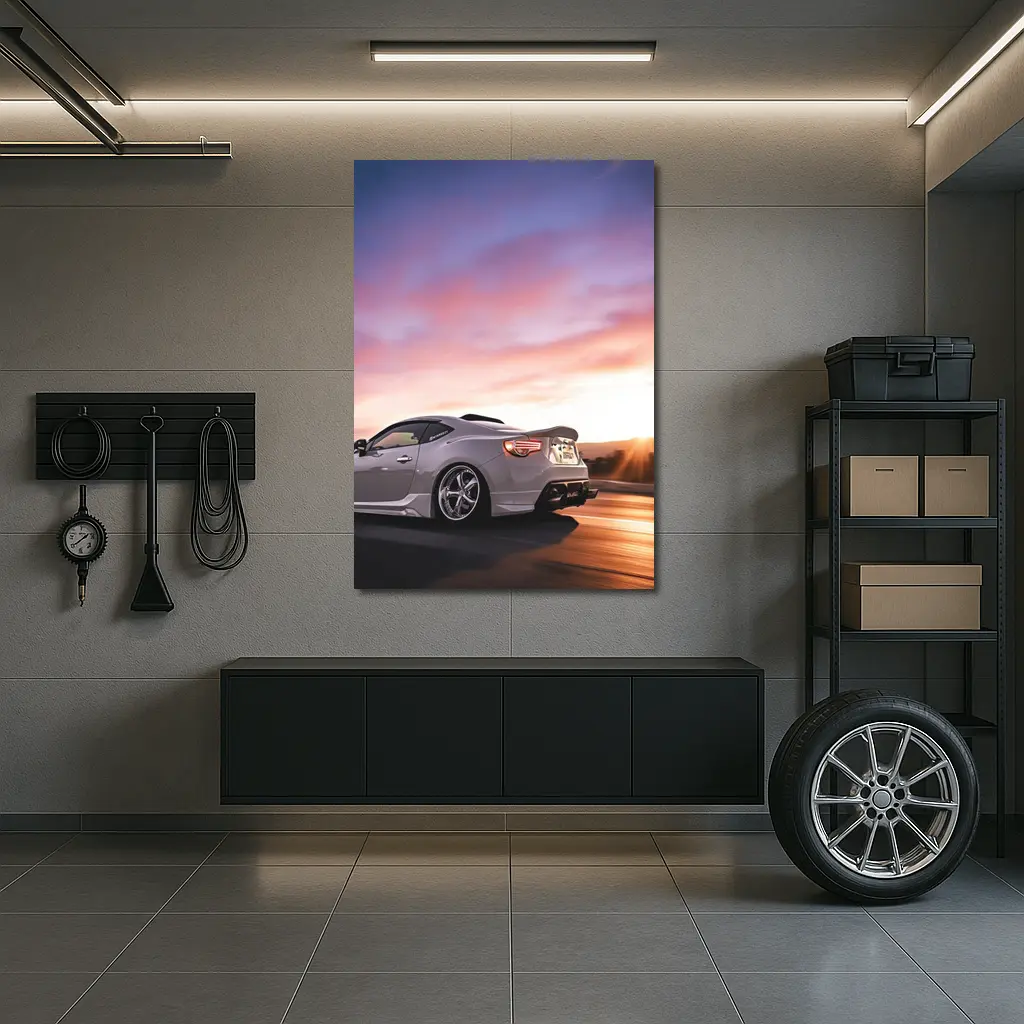 Subaru BRZ Speeding Road Sunset Sky – Wall Art