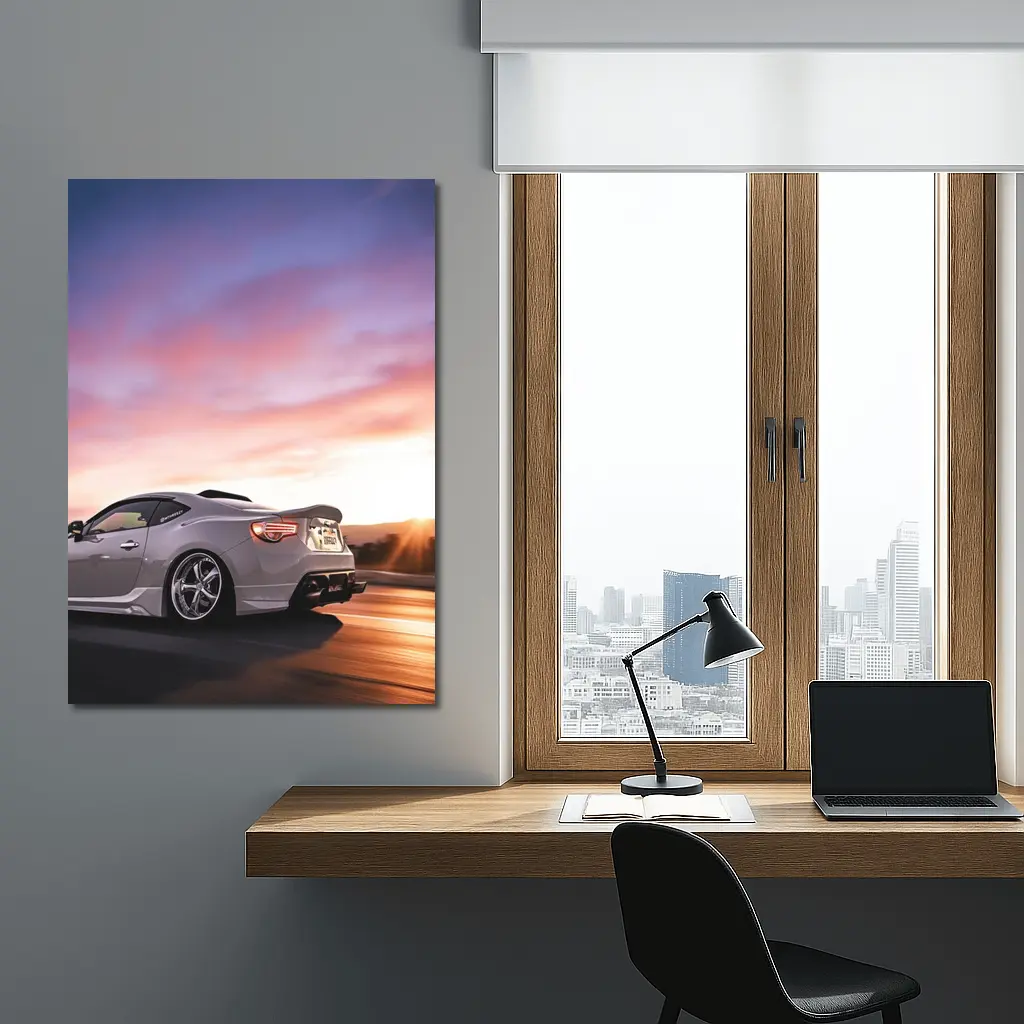 Subaru BRZ Speeding Road Sunset Sky – Wall Art