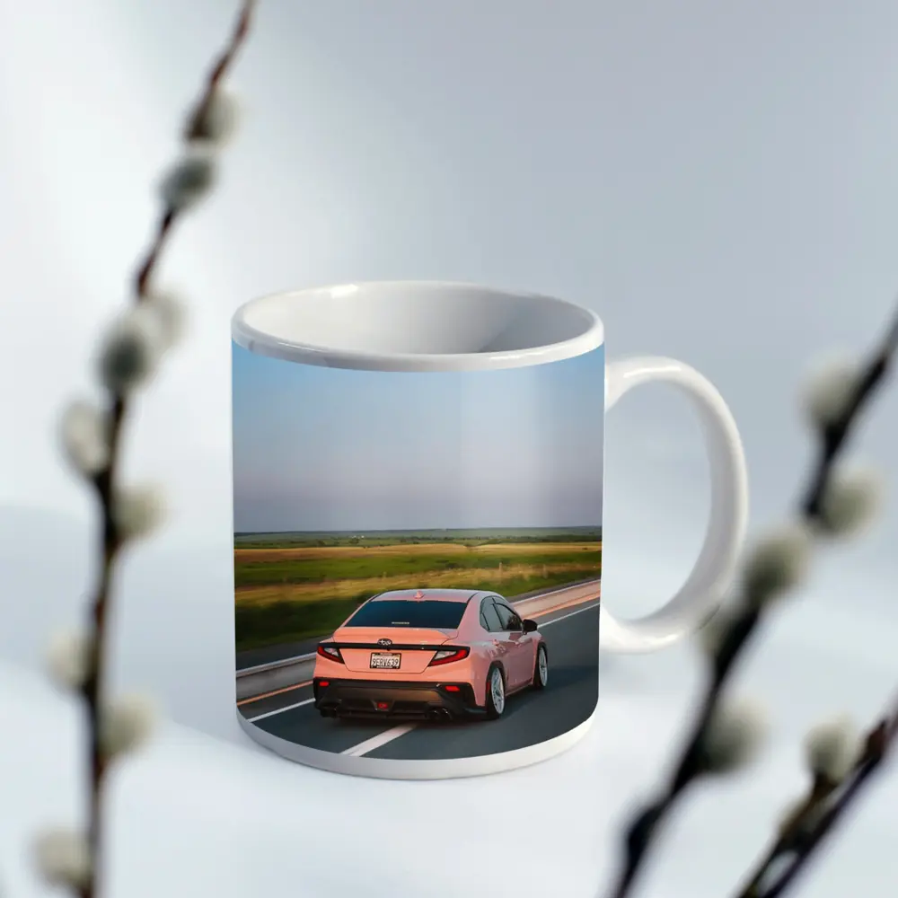 Subaru BRZ Pink Driving Open Highway – Mugs