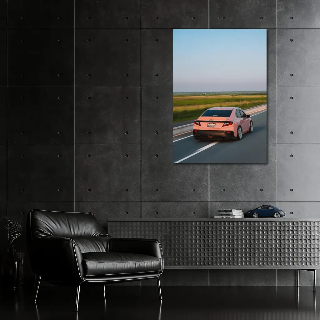 Subaru BRZ Pink Driving Open Highway – Wall Art