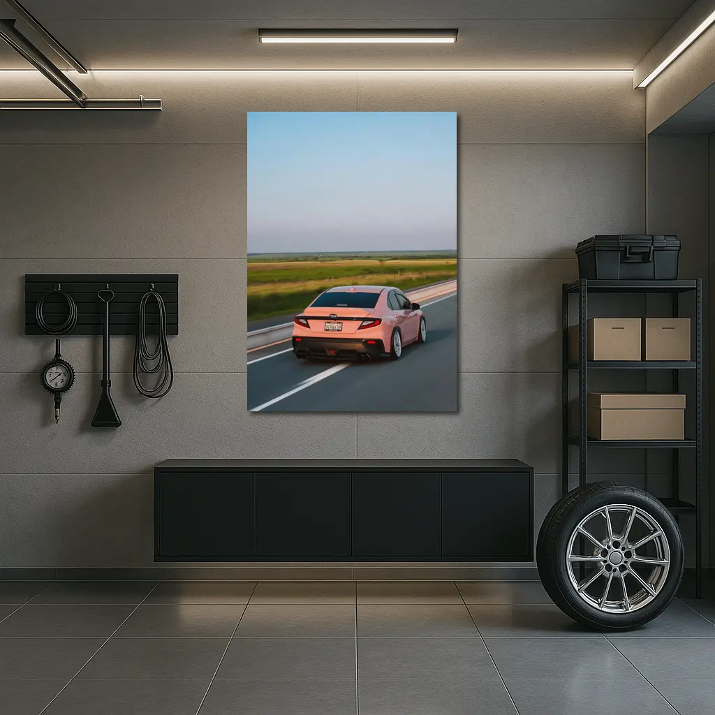 Subaru BRZ Pink Driving Open Highway – Wall Art