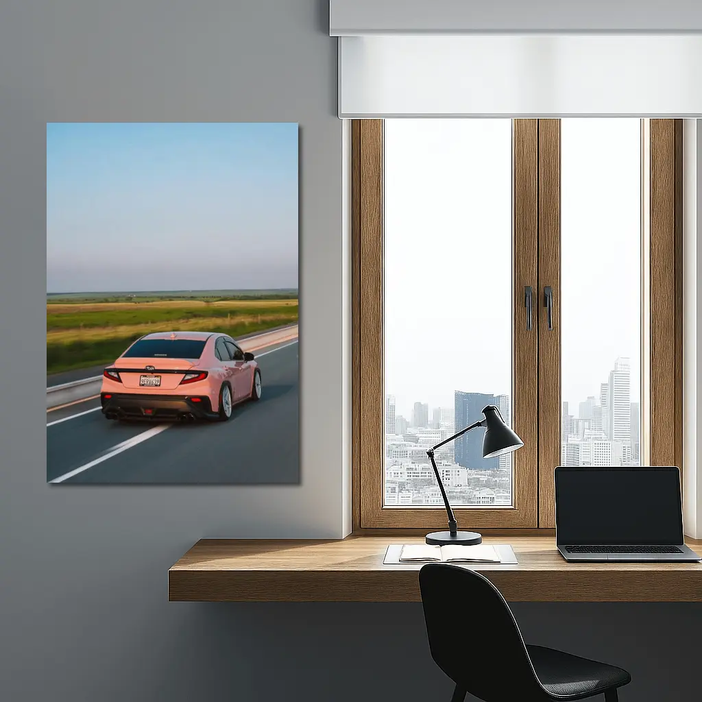Subaru BRZ Pink Driving Open Highway – Wall Art