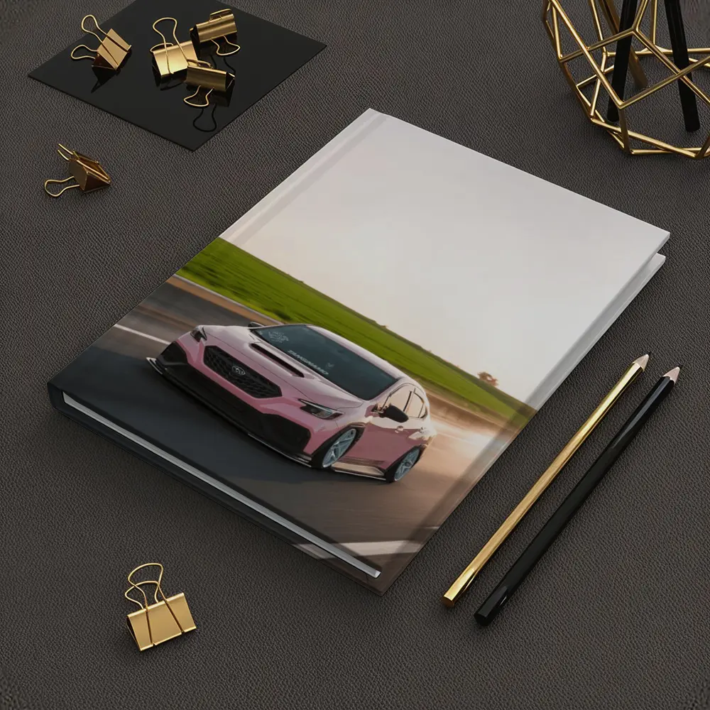 Pink Subaru WRX Speeding Open Road – Notebooks