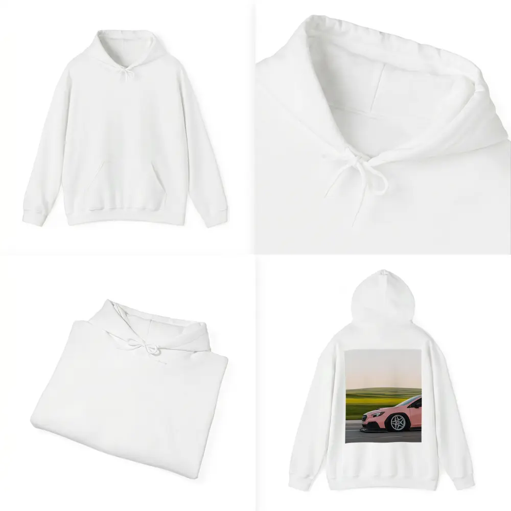 Pink Subaru WRX Speeding Through Green Fields – Hoodies
